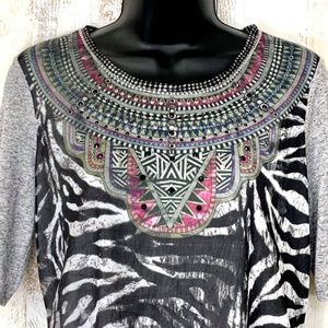 Hannah Egyptian Style Zebra Print Boho Aztec Tunic
